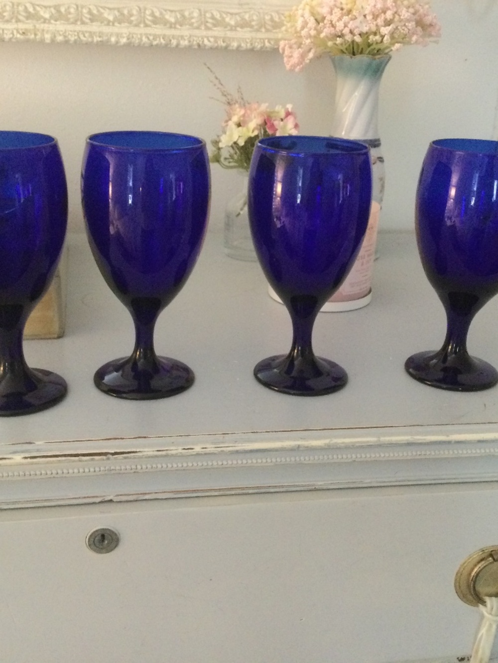 Libby Cobalt Blue Wine/Water Glasses set of 4